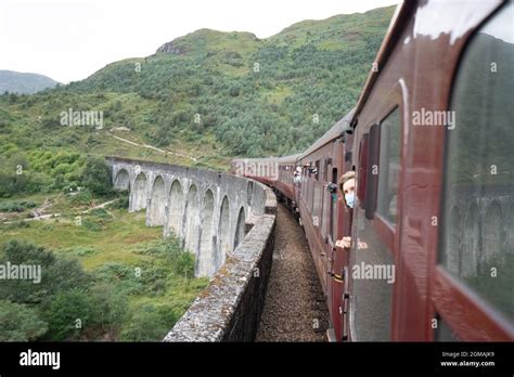 Steam Train Running Between Fort William And Mallaig Over The Famous