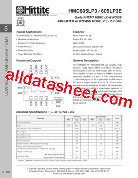 HMC605LP3E Datasheet PDF Hittite Microwave Corporation