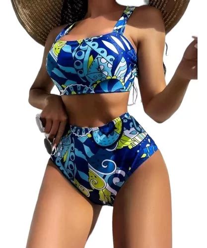 Bañador Bikini Con Estampado De Talle Alto 8270 MercadoLibre