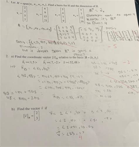 Solved 1 Let H Span V1 V2 V3 V4 Find A Basis For H And Chegg