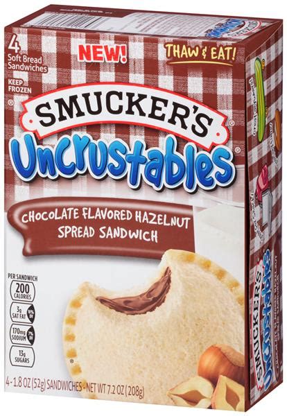 Smuckers Uncrustables Chocolate Flavored Hazelnut Spread Sandwich 4ct