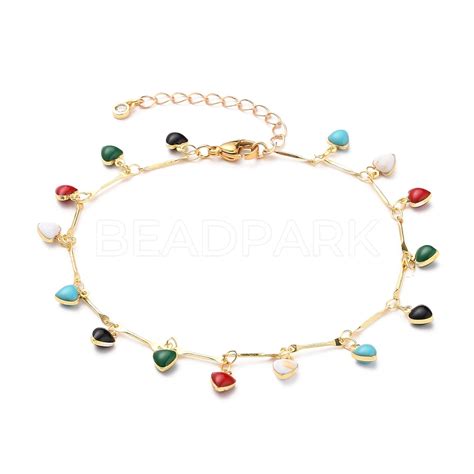 Brass Enamel Charm Anklets