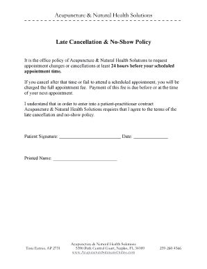 Cancellation Policy Form Fill Online Printable Fillable Blank