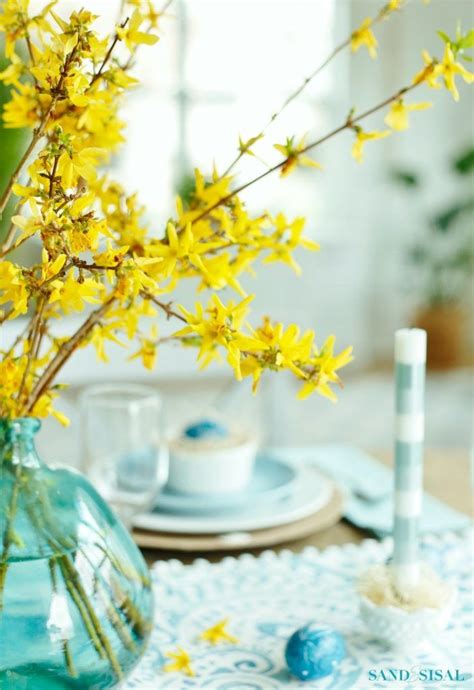 Aqua And Yellow Coastal Easter Tablescape Sand And Sisal Easter