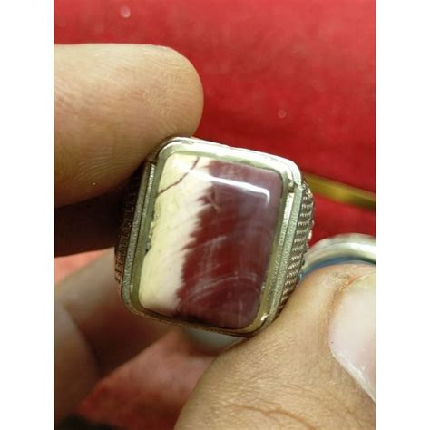 Jual Cincin Batu Akik Natural Serat Kayu Merah Putih Natural Shopee