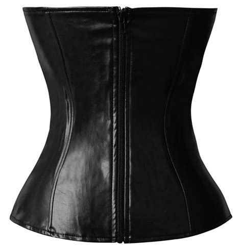 Back Of Zipper Leather Corset N4542