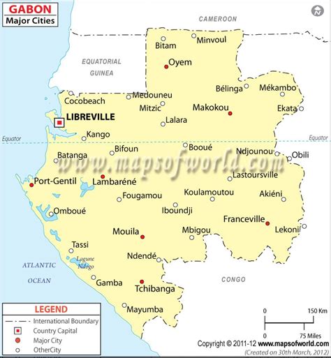 Gabon Cities Map, Major Cities in Gabon