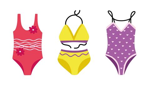 Collection Of Stylish Swimwear And Bikini Underwear Summer Concept Vector Illustration Isolated