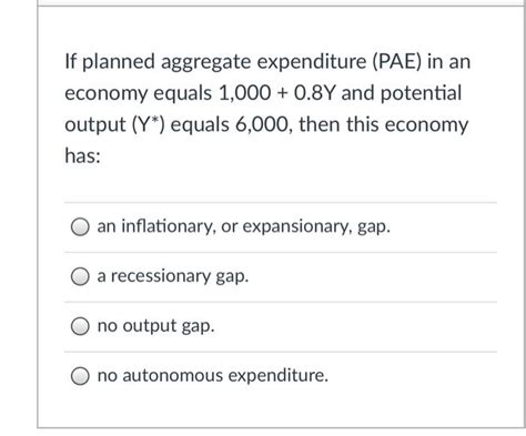 Solved If Planned Aggregate Expenditure Pae In An Economy Chegg