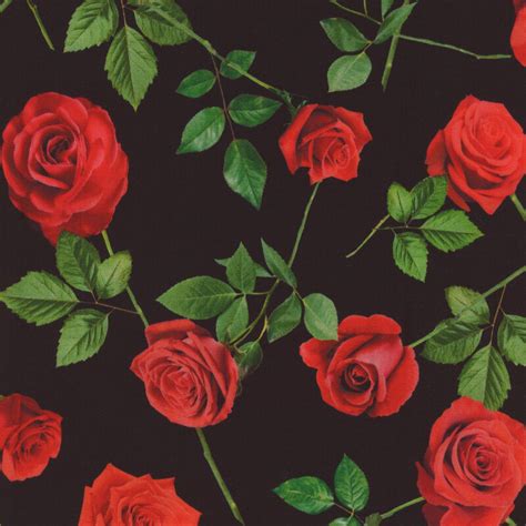 True Romance 14517-12 Single Red Roses Black by Kanvas Studio for Benartex | Shabby Fabrics