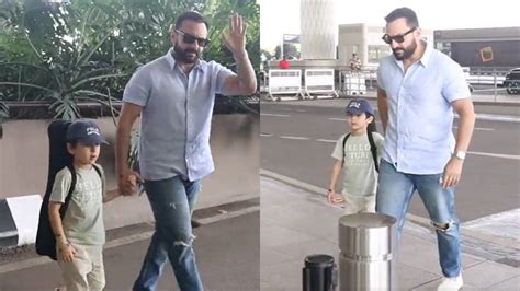 Saif Ali Khan has his fatherly duties on point as he walks son Taimur ...