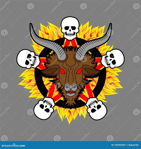 Baphomet Demon Satanic Symbol Satan With Goat Head Stock Vector