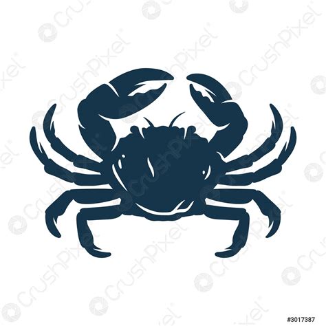 Silhouette Of Marine Oceanic Crab With Claws Stock Vector 3017387