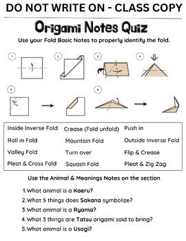 Origami Notes Quiz by Austin's Designs | TPT