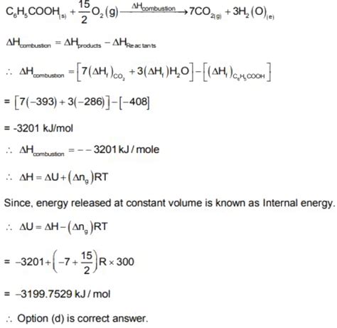 Heat Of Combustion Table Kjmol