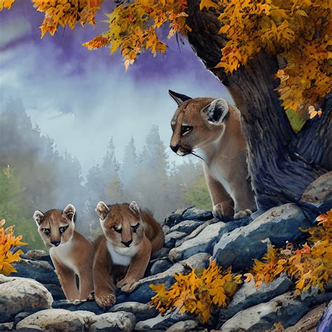 Mountain Lion Cubs · Creative Fabrica