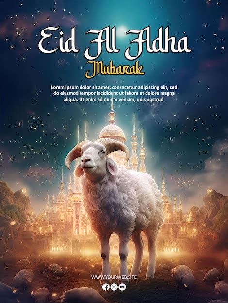 Mod Le D Affiche Eid Al Adha Mubarak Avec Fond De Moutons Psd Premium