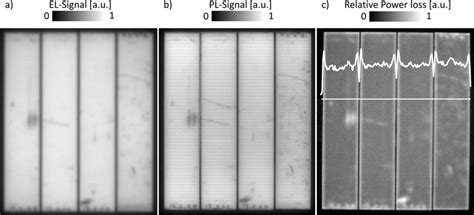 16: a) Electroluminescence image of the module before lamination at an ...