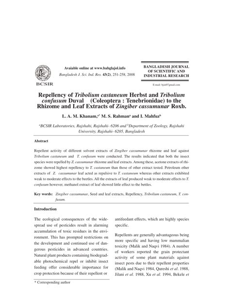 (PDF) Repellency of Tribolium castaneum Herbst and Tribolium confusum ...