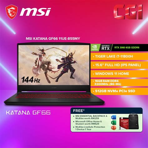 Msi Katana Gf Ue My Gaming Laptop I H Rtx Gb