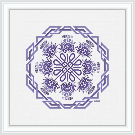 Cross Stitch Pattern Mandala Thistle Celtic Knot Flower Ornament