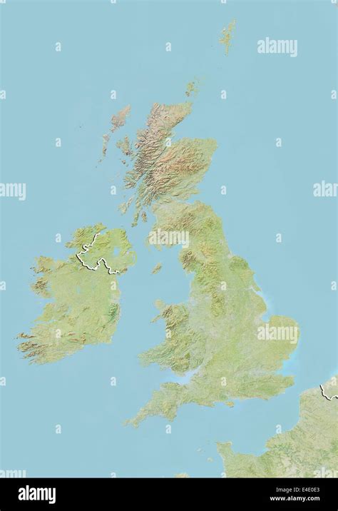 Islas Británicas Mapa En Relieve Con Borde Fotografía De Stock Alamy