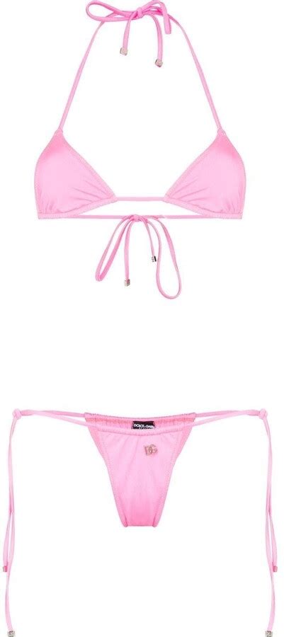 Dolce Gabbana Logo Plaque Halterneck Triangle Bikini ShopStyle Two