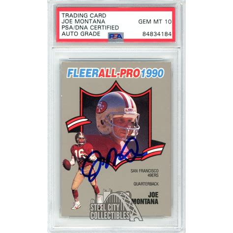 Joe Montana Fleer All Pro Autograph Card Psa Dna Steel