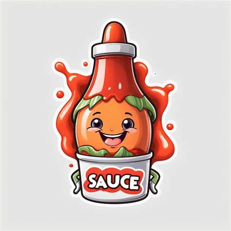 A Cartoon Drawing Of A Tomato Sauce With A Hot Sauce On It Premium AI Generated Image