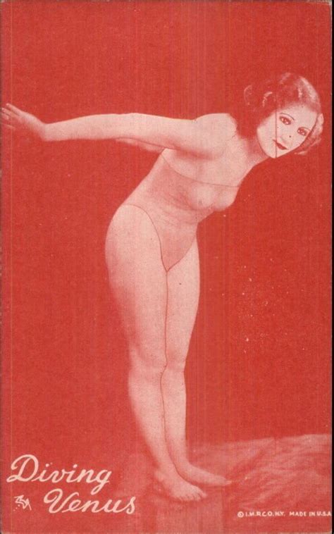 Nude Sexy Showgirl Pin Up Exhibit Mutoscope Card RED TINT SERIES DIVING