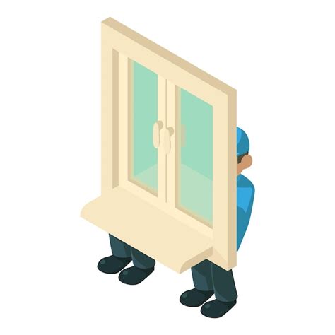 Premium Vector Window Installation Icon Isometric Vector Worker Carry