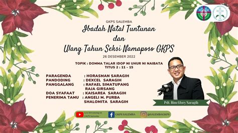 Natal II Tuntunan Ulang Tahun Seksi Namaposo GKPS 26 Desember