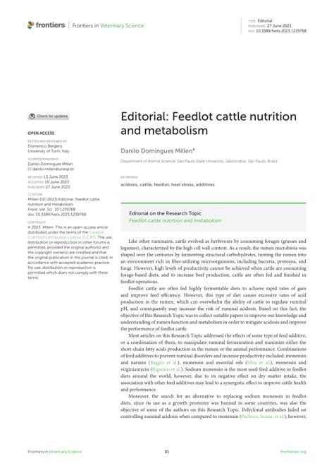 PDF Editorial Feedlot Cattle Nutrition And Metabolism