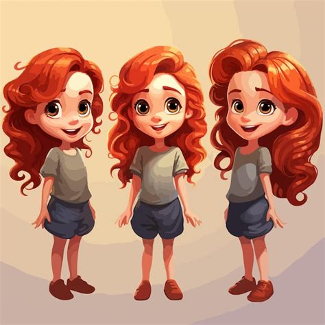 Premium Vector Captivating Girl With Red Hair Portrait