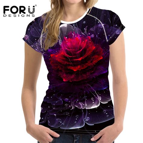 Forudesigns Purple Red Rose T Shirt Women S Summer Novelty Girls