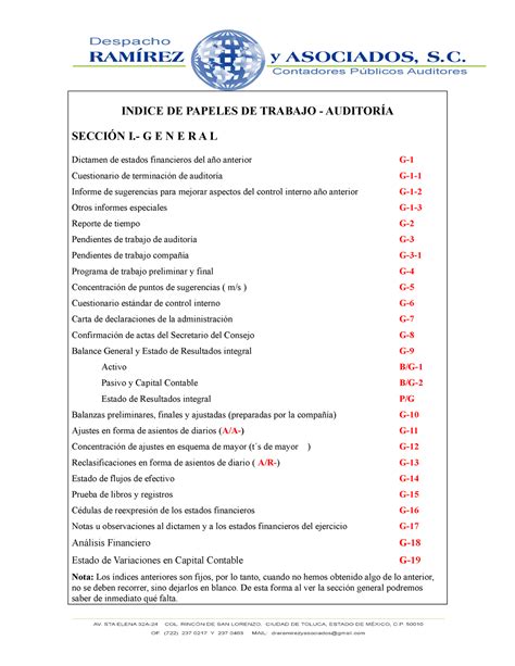 Indice Y Marcas DE Auditoría ECA INDICE DE PAPELES DE TRABAJO