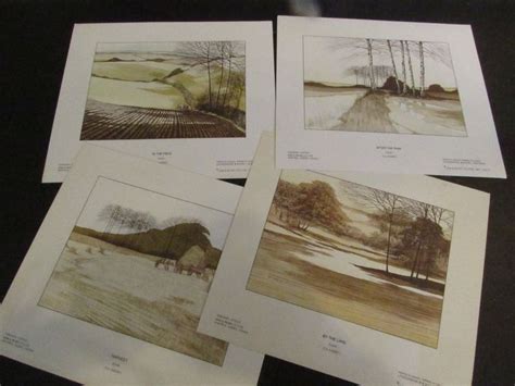 Vintage Ra Massey Lithography Set Of 4 Harvest By The Lake After The Rain In The Field 8 75 X 9