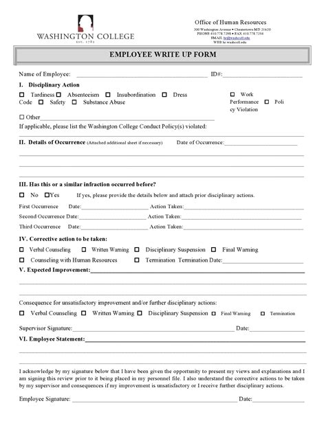 30 Effective Employee Write Up Forms Free Download