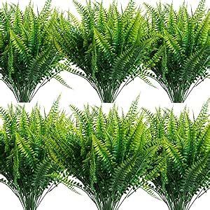 Jelofly 12 Bundles Artificial Boston Fern Plants Fake Ferns Faux Plants