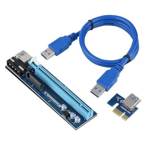 Pci E Express 1x To 16x 4pin Mining Extender Riser Card Adapter With Usb 3 0 Cable