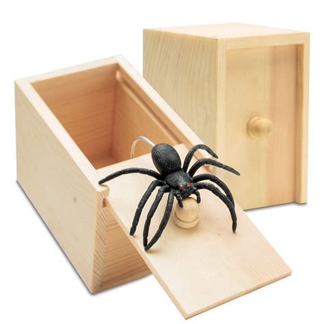 Funny Scare Box Wooden Prank Spider Hidden in Case Joke Gag Toy ...