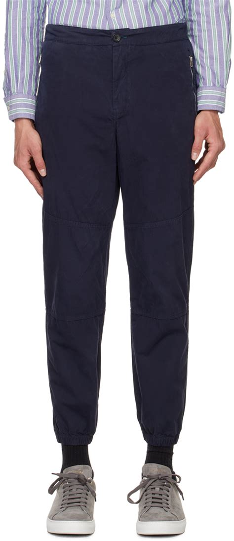 PS By Paul Smith Navy Paneled Trousers SSENSE