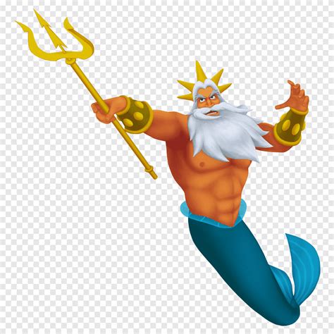 King Triton Ariel Trident Mermaid Roi Divers Personnage Fictif Png