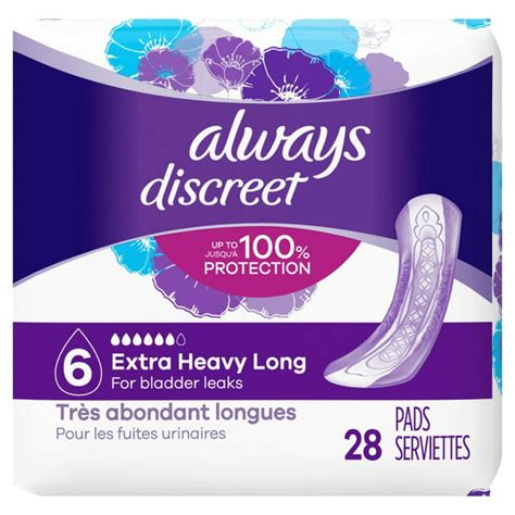 Always Discreet Size 6 Incontinence Pads For Women Extra Heavy Long