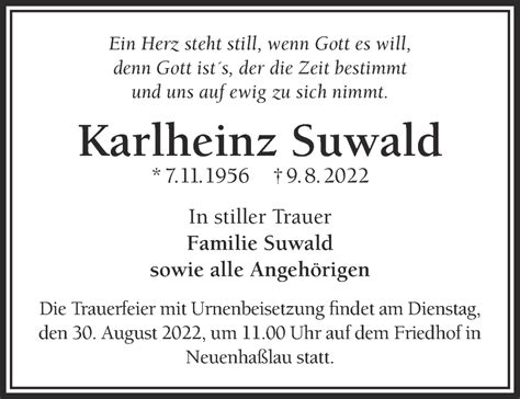 Traueranzeigen Von Karlheinz Suwald Trauer Gnz De