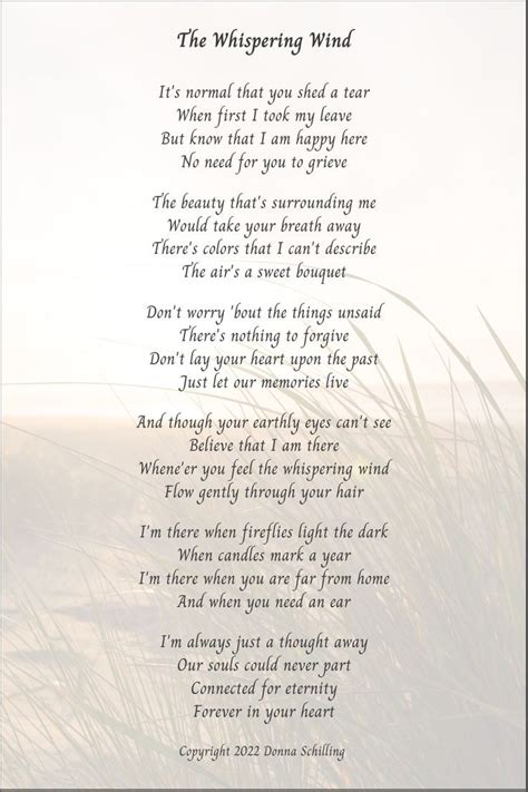 The Whispering Wind Sympathy Or Remembrance Poem Funeral Or