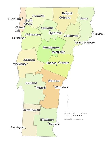 Vt County Map