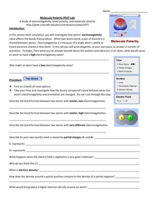 Molecular Polarity Phet Lab Pdf