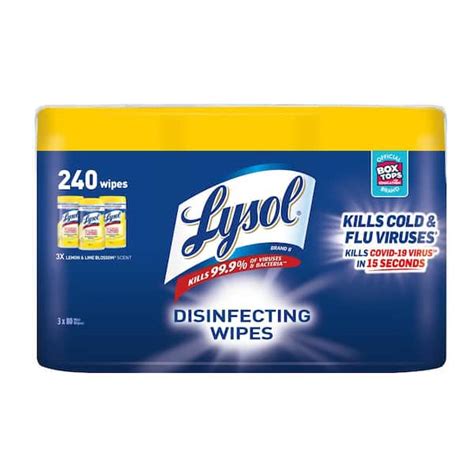 Lysol 80 Count Lemon And Lime Blossom Scent Disinfecting Wipes 3 Pack 19200 84251 The Home Depot