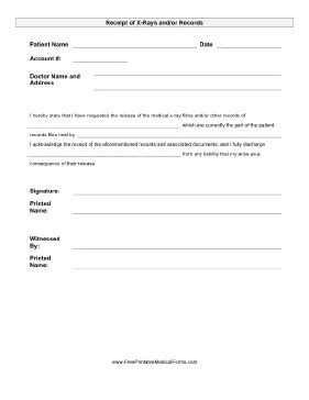 Printable X Ray Release Form